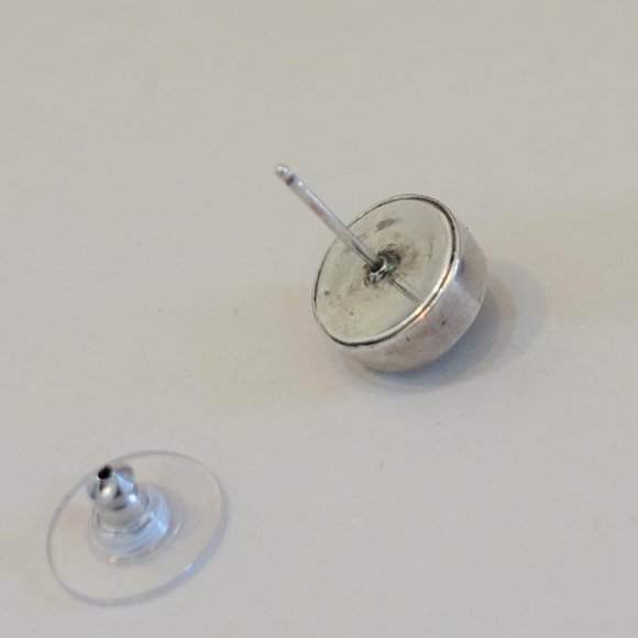 Sterling Stud Earrings with Amethysts, 10mm, 8g, Artisan - Picture 4 of 9